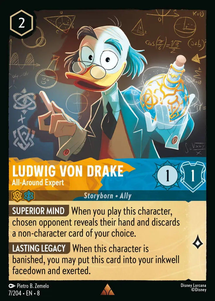 Disney Lorcana Reign Of Jafar 007/204 Ludwig von Drake - All Around Expert