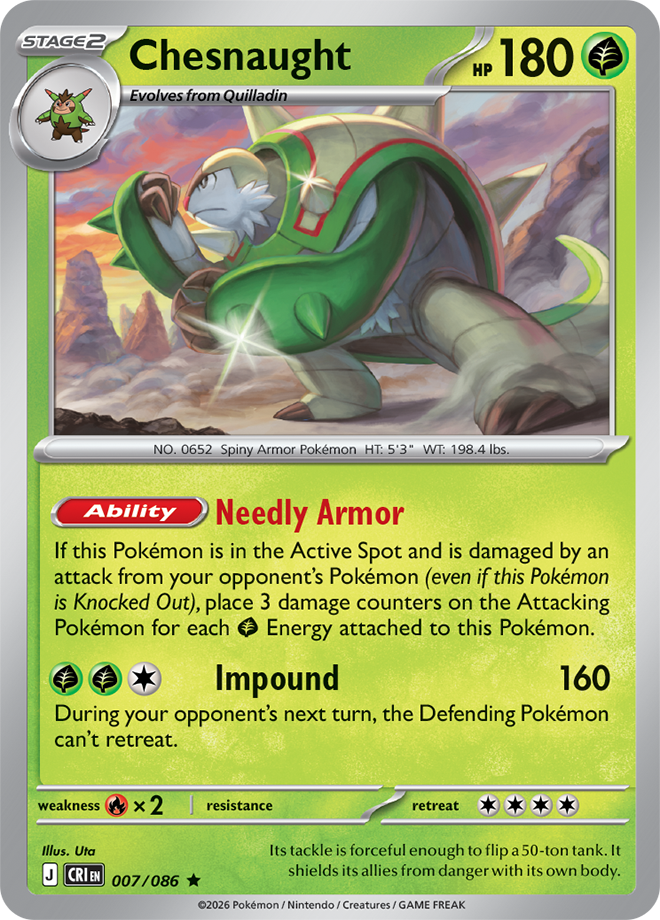 Mega Evolution - Chaos Rising 007/086 Chesnaught Reverse Holo