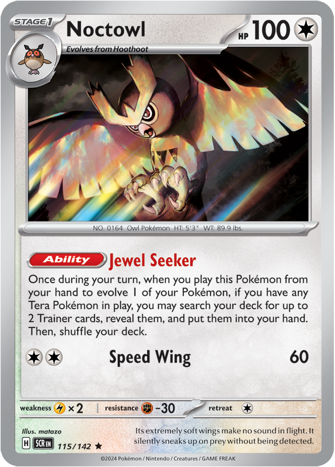 Scarlet & Violet Stellar Crown 115/142 Noctowl Reverse Holo