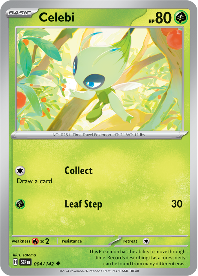 Scarlet & Violet Stellar Crown 004/142 Celebi Reverse Holo