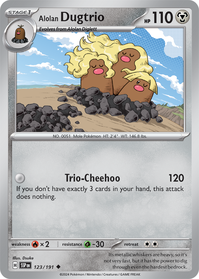 Scarlet & Violet Surging Sparks 123/191 Alolan Dugtrio Reverse Holo
