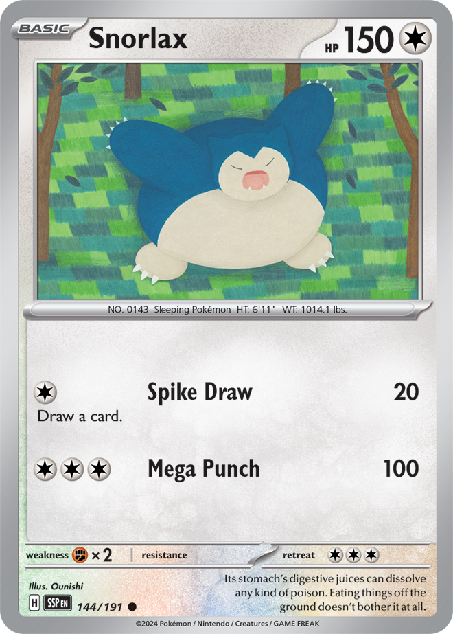 Scarlet & Violet Surging Sparks 144/191 Snorlax Reverse Holo