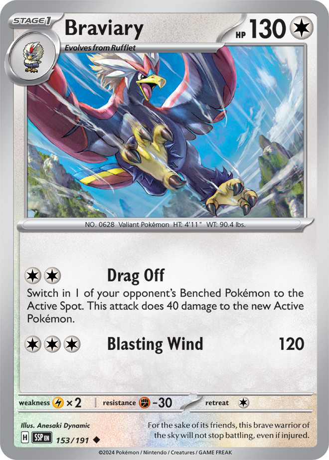 Scarlet & Violet Surging Sparks 153/191 Braviary Reverse Holo
