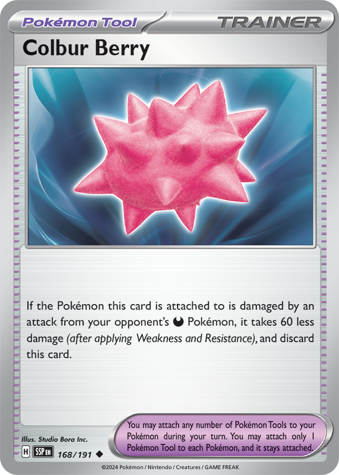 Scarlet & Violet Surging Sparks 168/191 Colbur Berry Reverse Holo