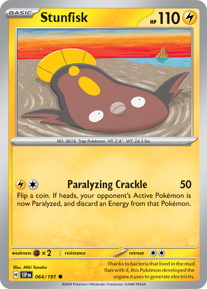 Scarlet & Violet Surging Sparks 064/191 Stunfisk Reverse Holo