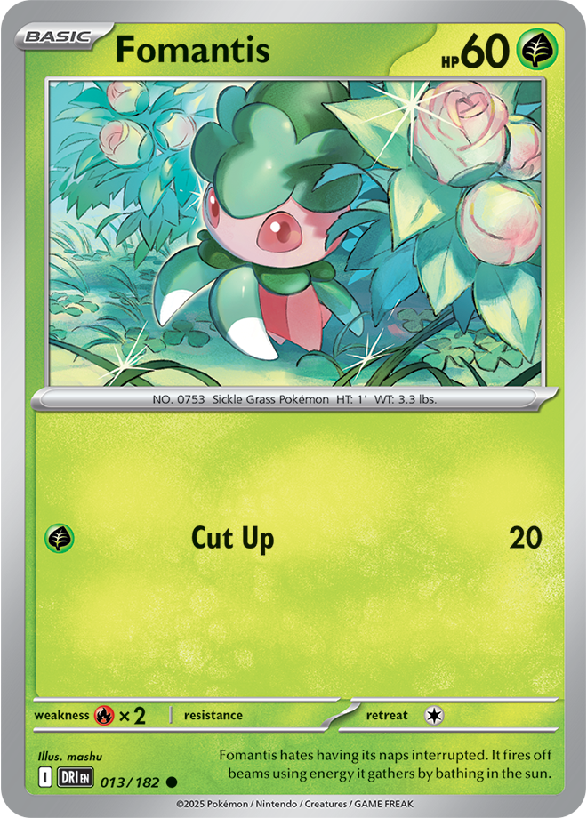 Scarlet & Violet Destined Rivals 013/182 Fomantis Reverse Holo