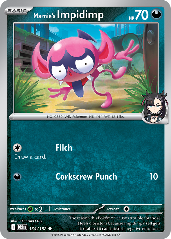 Scarlet & Violet Destined Rivals 134/182 Marnie’s Impidimp Reverse Holo