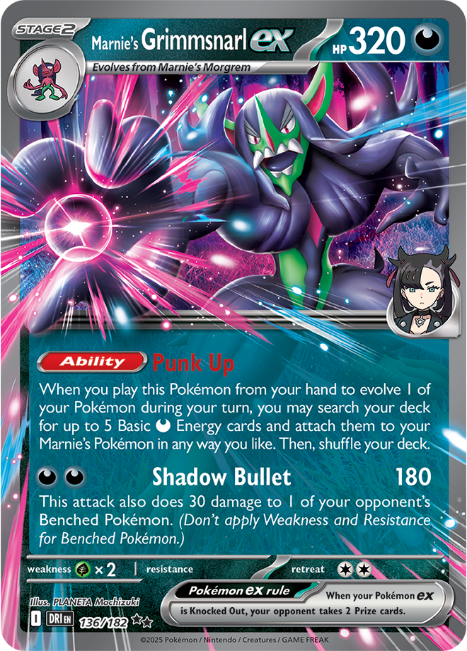 Scarlet & Violet Destined Rivals 136/182 Marnie’s Grimmsnarl ex