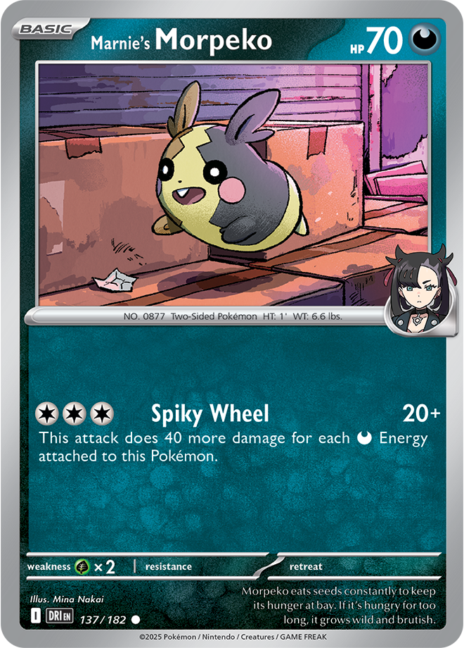 Scarlet & Violet Destined Rivals 137/182 Marnie’s Morpeko Reverse Holo