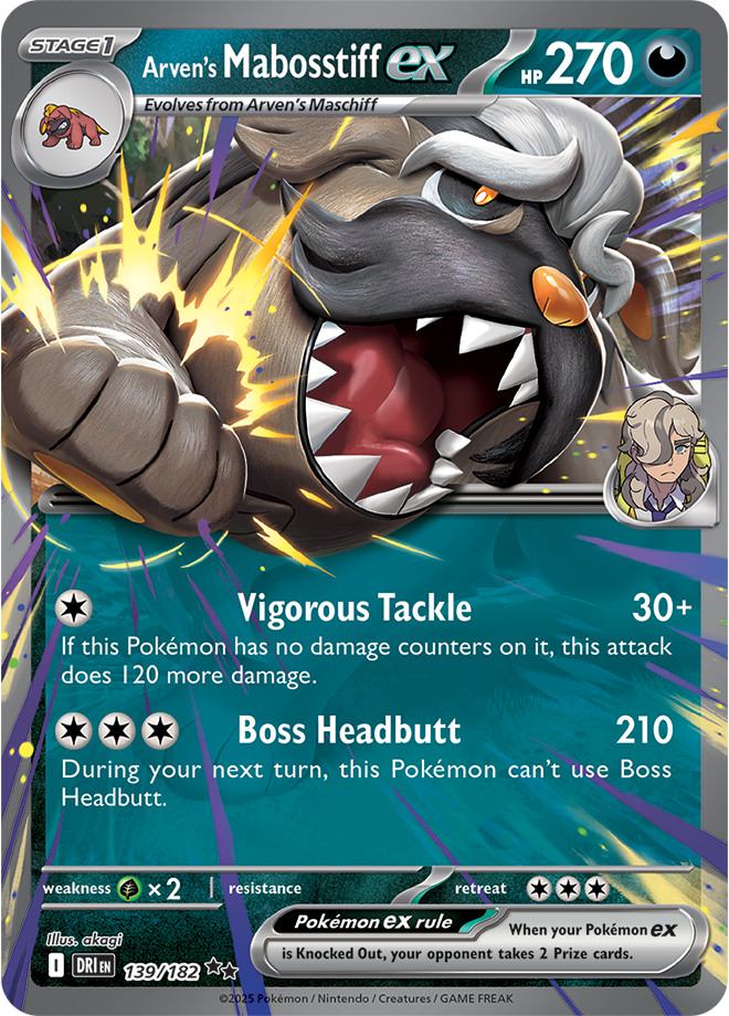 Scarlet & Violet Destined Rivals 139/182 Arven's Mabosstiff ex