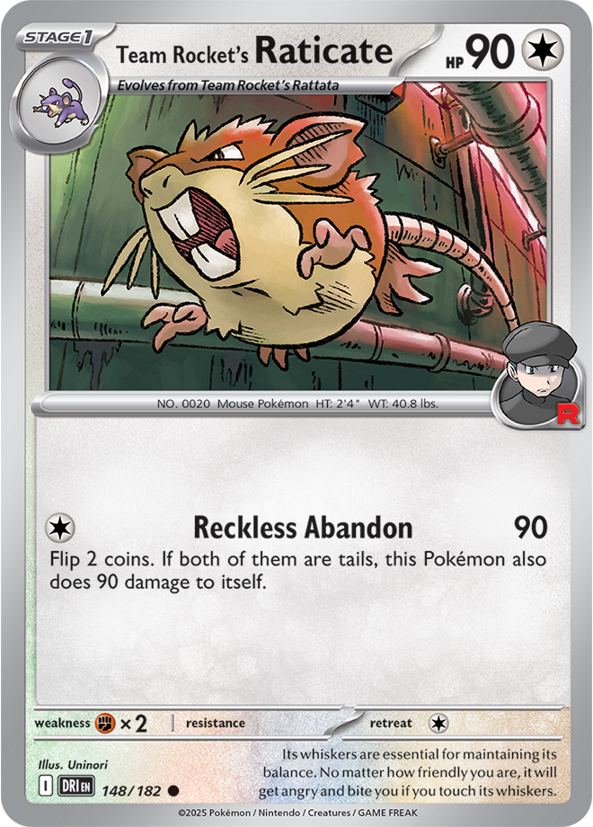 Scarlet & Violet Destined Rivals 148/182 Team Rocket’s Raticate Reverse Holo