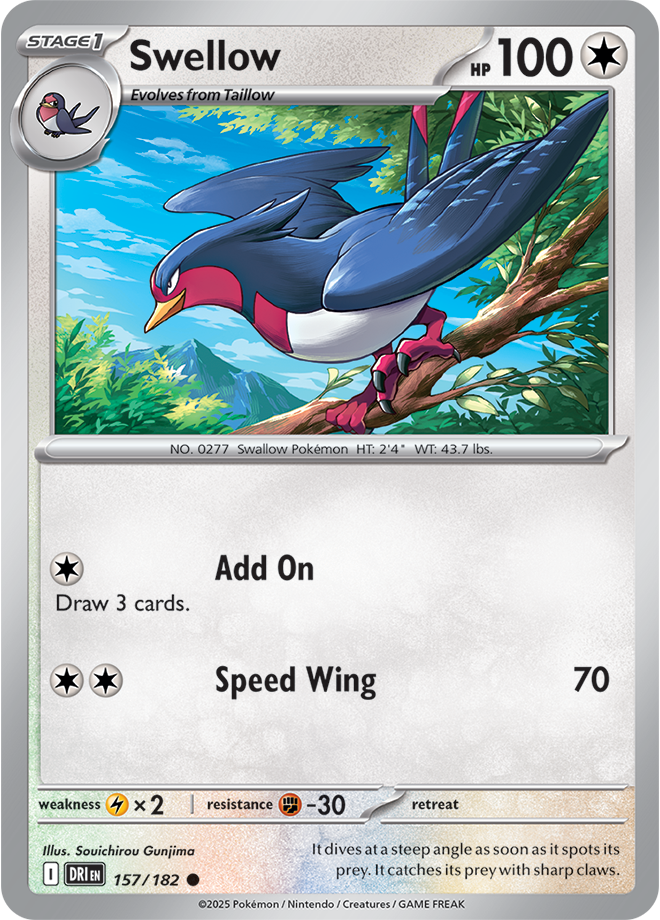 Scarlet & Violet Destined Rivals 157/182 Swellow Reverse Holo