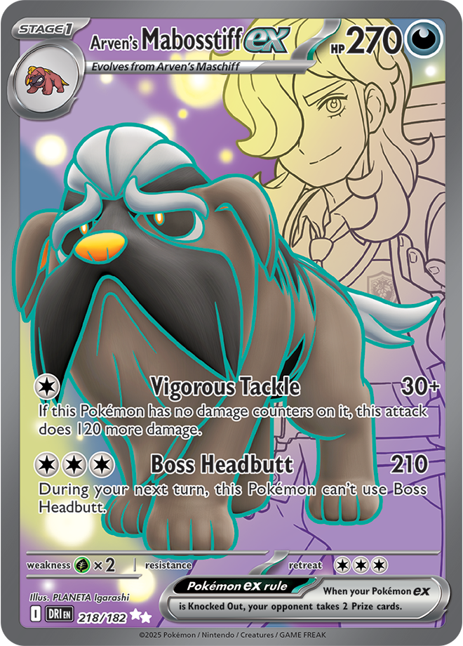 Scarlet & Violet Destined Rivals 218/182 Arven’s Mabosstiff ex