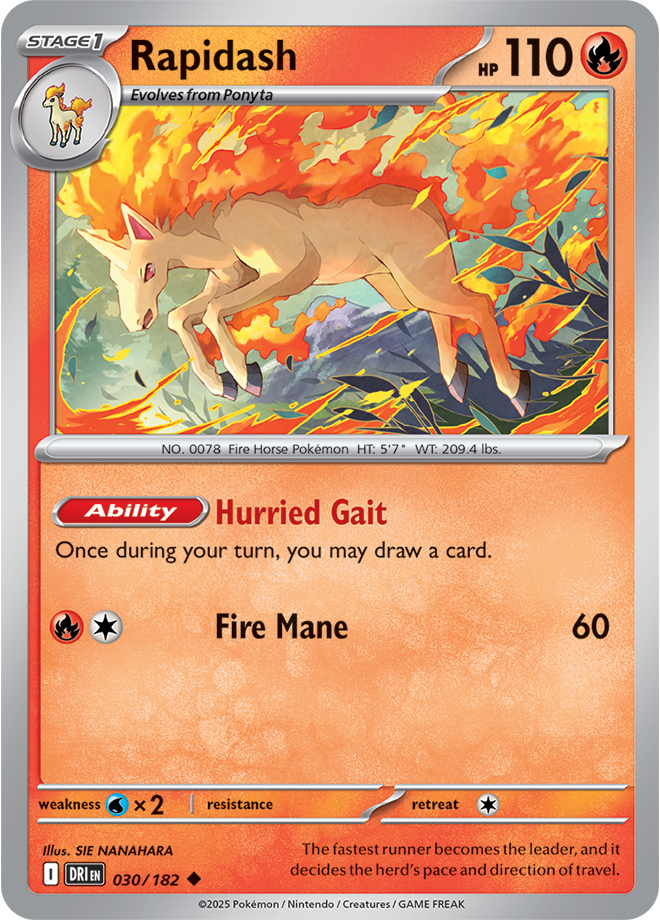 Scarlet & Violet Destined Rivals 030/182 Rapidash Reverse Holo