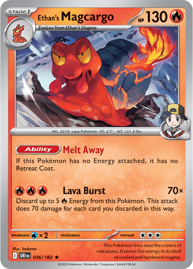 Scarlet & Violet Destined Rivals 036/182 Ethan's Magcargo Reverse Holo
