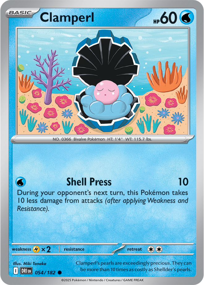 Scarlet & Violet Destined Rivals 054/182 Clamperl Reverse Holo