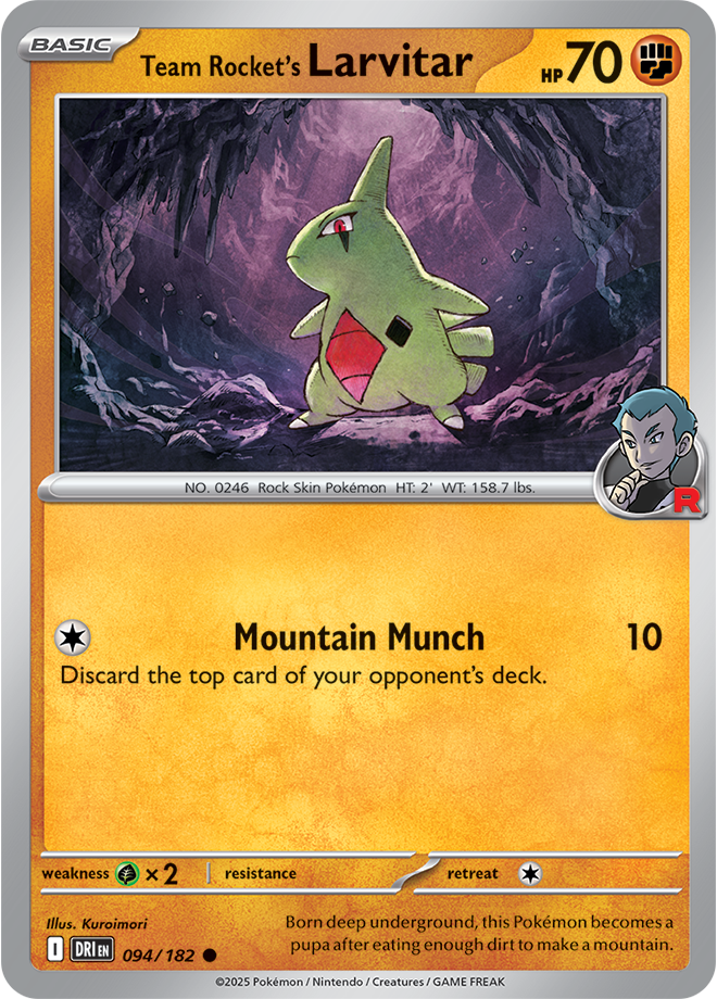 Scarlet & Violet Destined Rivals 094/182 Team Rocket’s Larvitar Reverse Holo