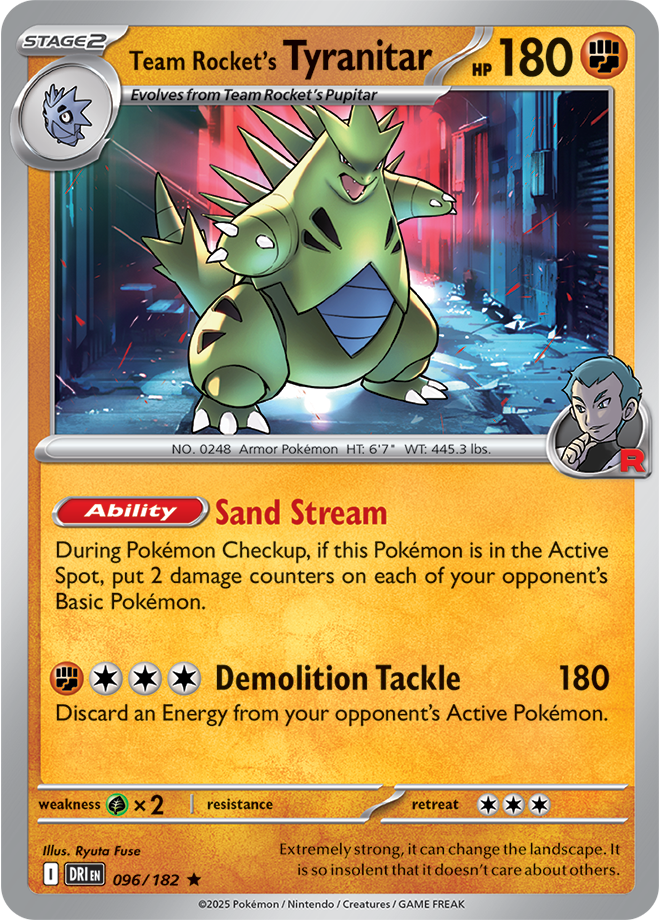 Scarlet & Violet Destined Rivals 096/182 Team Rocket’s Tyranitar Reverse Holo