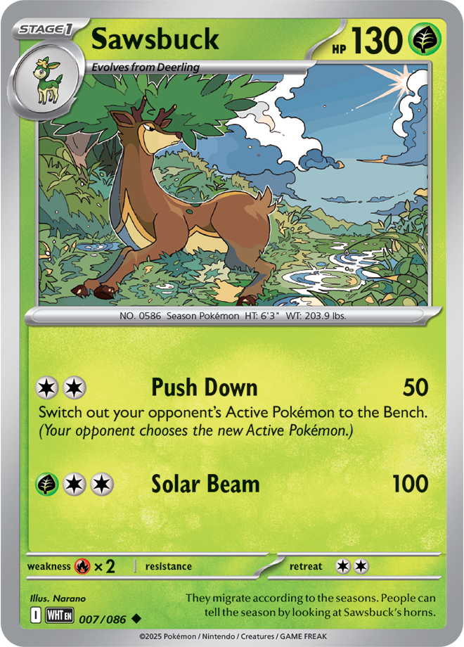 Scarlet & Violet White Flare 007/086 Sawsbuck Reverse Holo