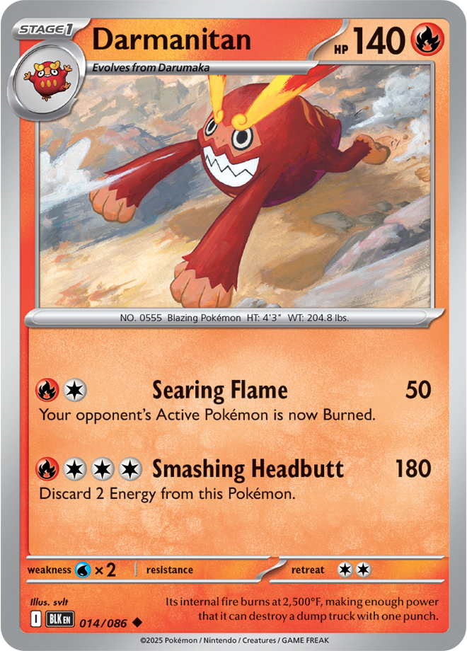 Scarlet & Violet Black Bolt 014/086 Darmanitan Reverse Holo