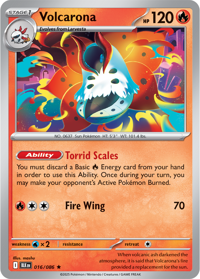 Scarlet & Violet Black Bolt 016/086 Volcarona Holo