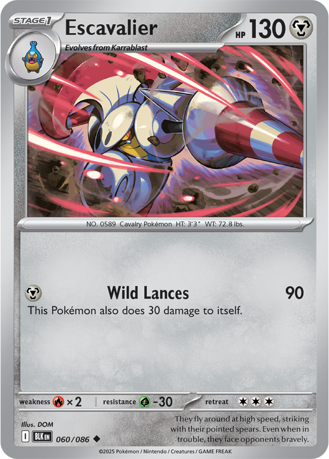 Scarlet & Violet Black Bolt 060/086 Escavalier Reverse Holo