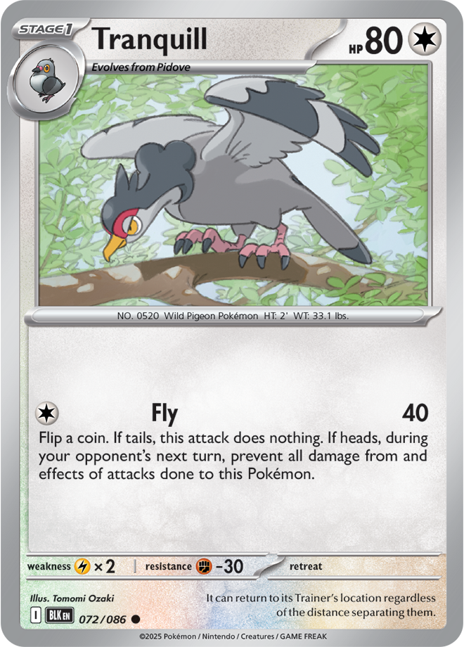 Scarlet & Violet Black Bolt 072/086 Tranquill Reverse Holo