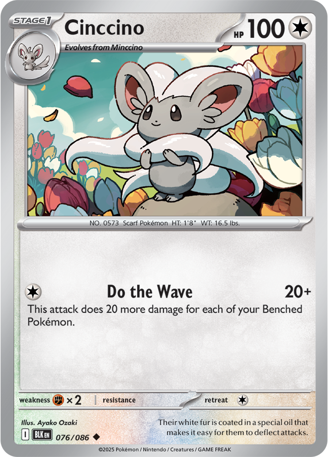 Scarlet & Violet Black Bolt 076/086 Cinccino Reverse Holo
