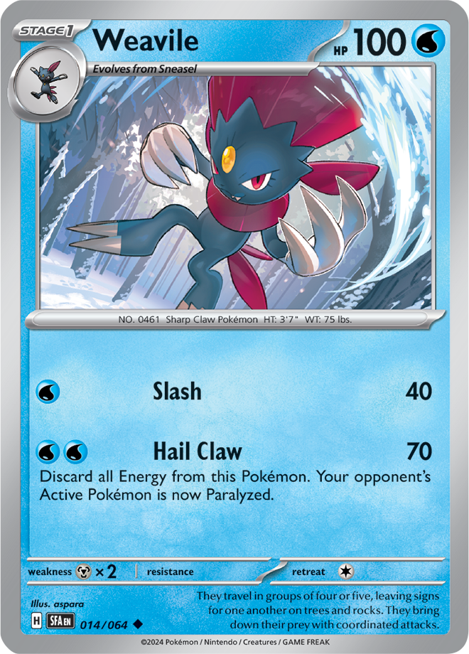 Scarlet & Violet Shrouded Fable 014/064 Weavile Reverse Holo