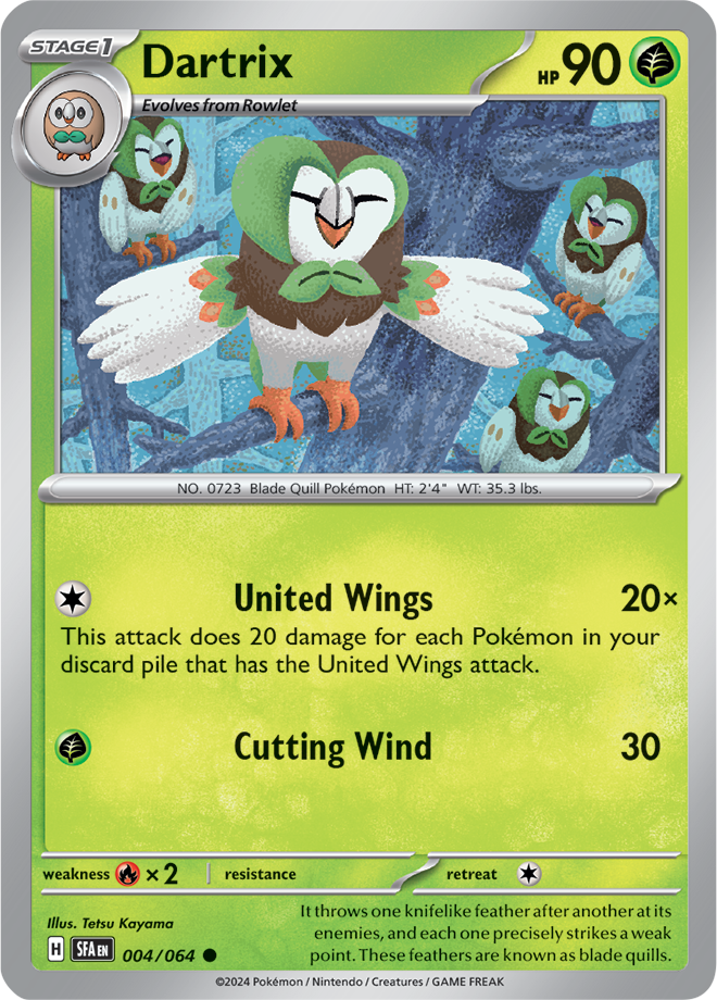 Scarlet & Violet Shrouded Fable 004/064 Dartrix Reverse Holo