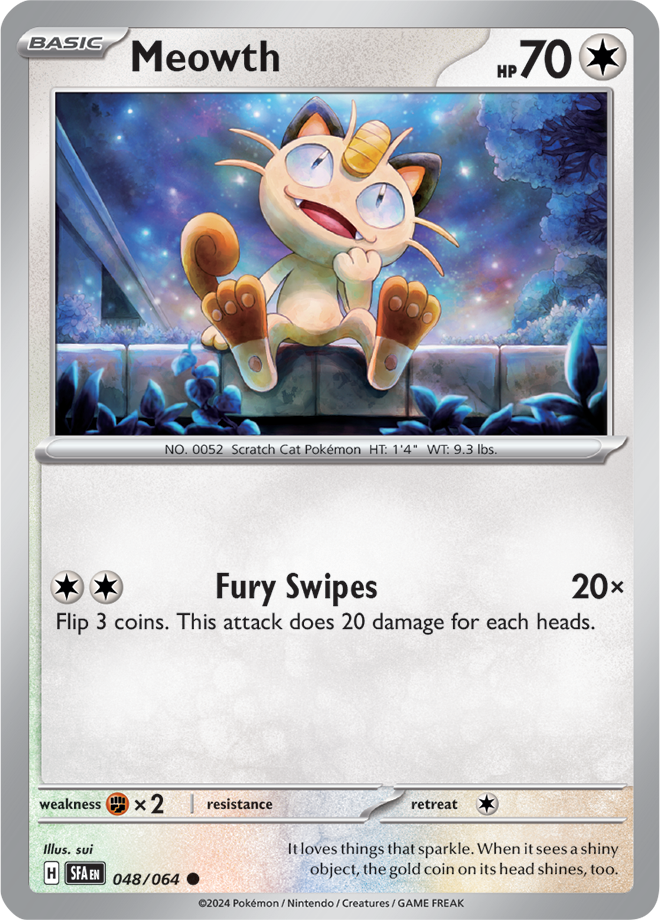 Scarlet & Violet Shrouded Fable 048/064 Meowth Reverse Holo