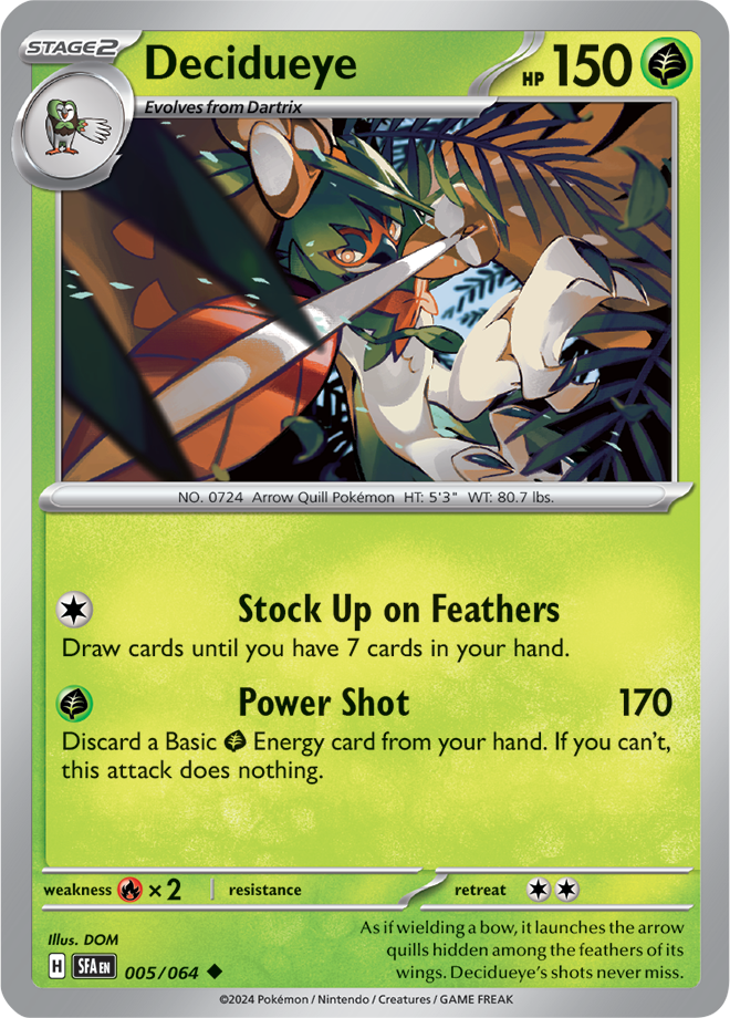 Scarlet & Violet Shrouded Fable 005/064 Decidueye Reverse Holo