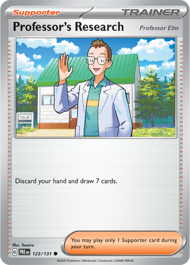 Scarlet & Violet Prismatic Evolutions 123/131 Professor's Research Professor Elm Reverse Holo