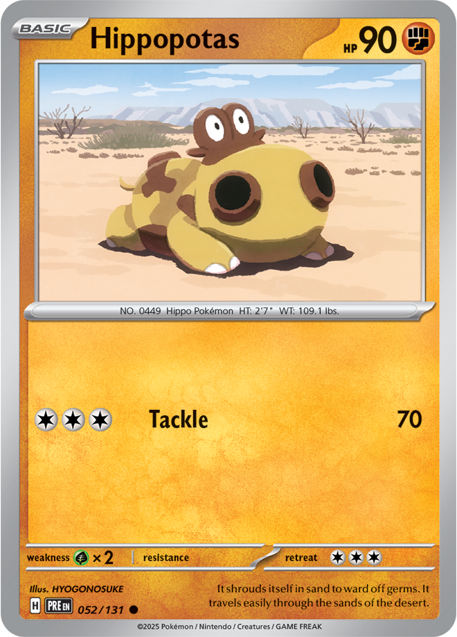 Scarlet & Violet Prismatic Evolutions 052/131 Hippopotas Reverse Holo