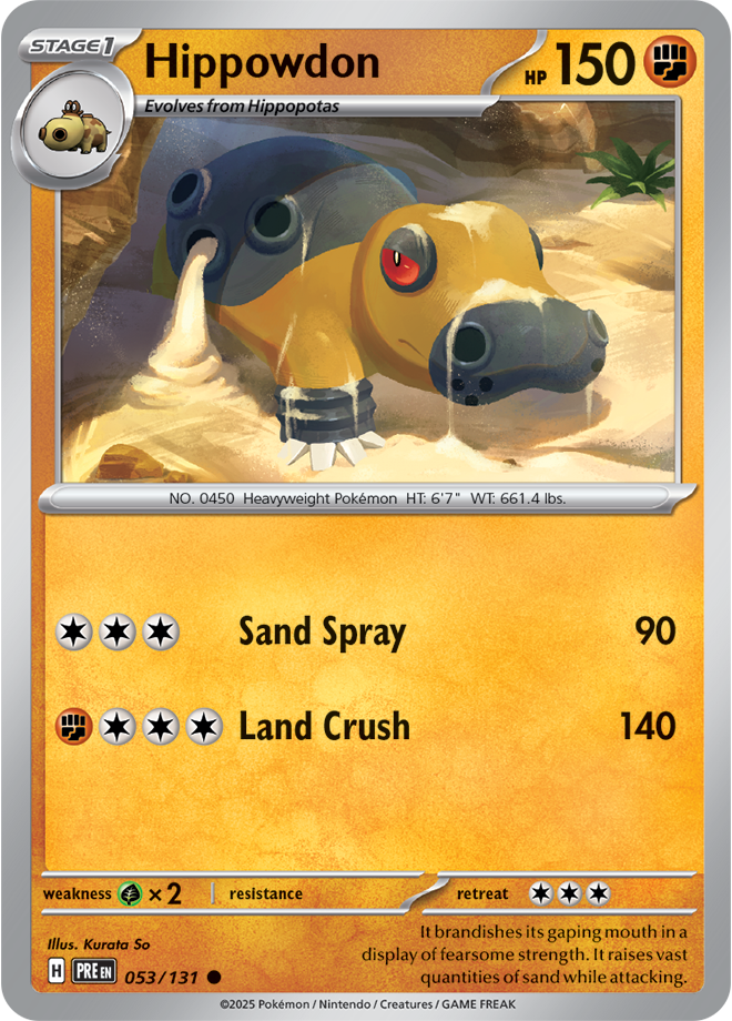 Scarlet & Violet Prismatic Evolutions 053/131 Hippowdon Poke Ball Reverse Holo