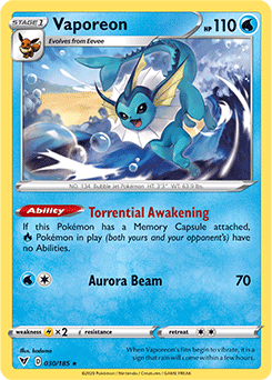 Sword & Shield Vivid Voltage 030/185 Vaporeon