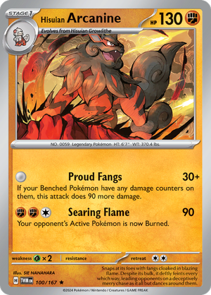 Scarlet & Violet Twilight Masquerade 100/167 Hisuian Arcanine Reverse Holo