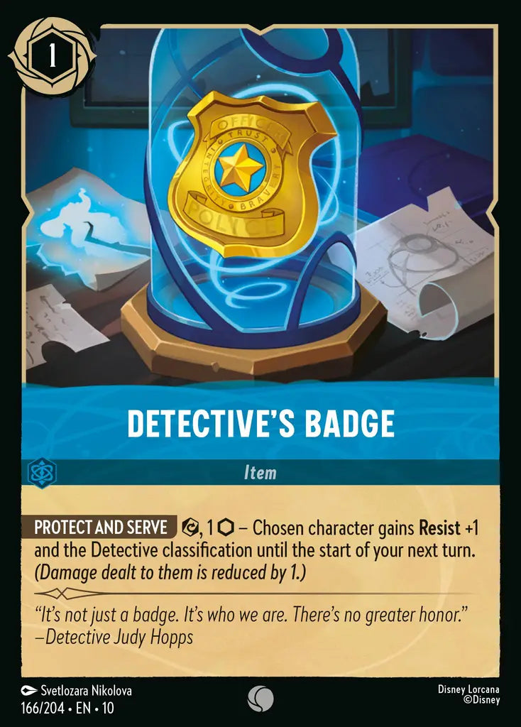 Disney Lorcana Whispers in the Well 166/204 Detective's Badge