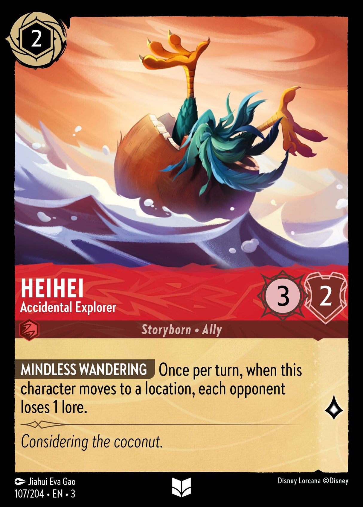 Disney Lorcana Into The Inklands 107/204 HEIHEI Accidental Explorer