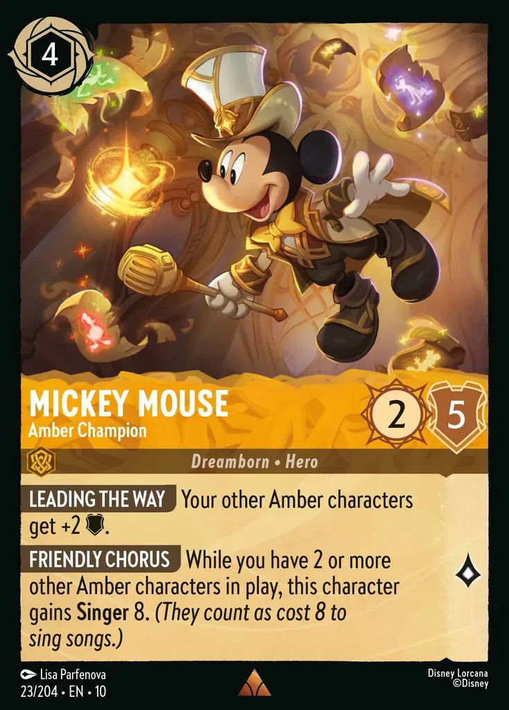 Disney Lorcana Whispers in the Well 023/204 Mickey Mouse - Amber Champion