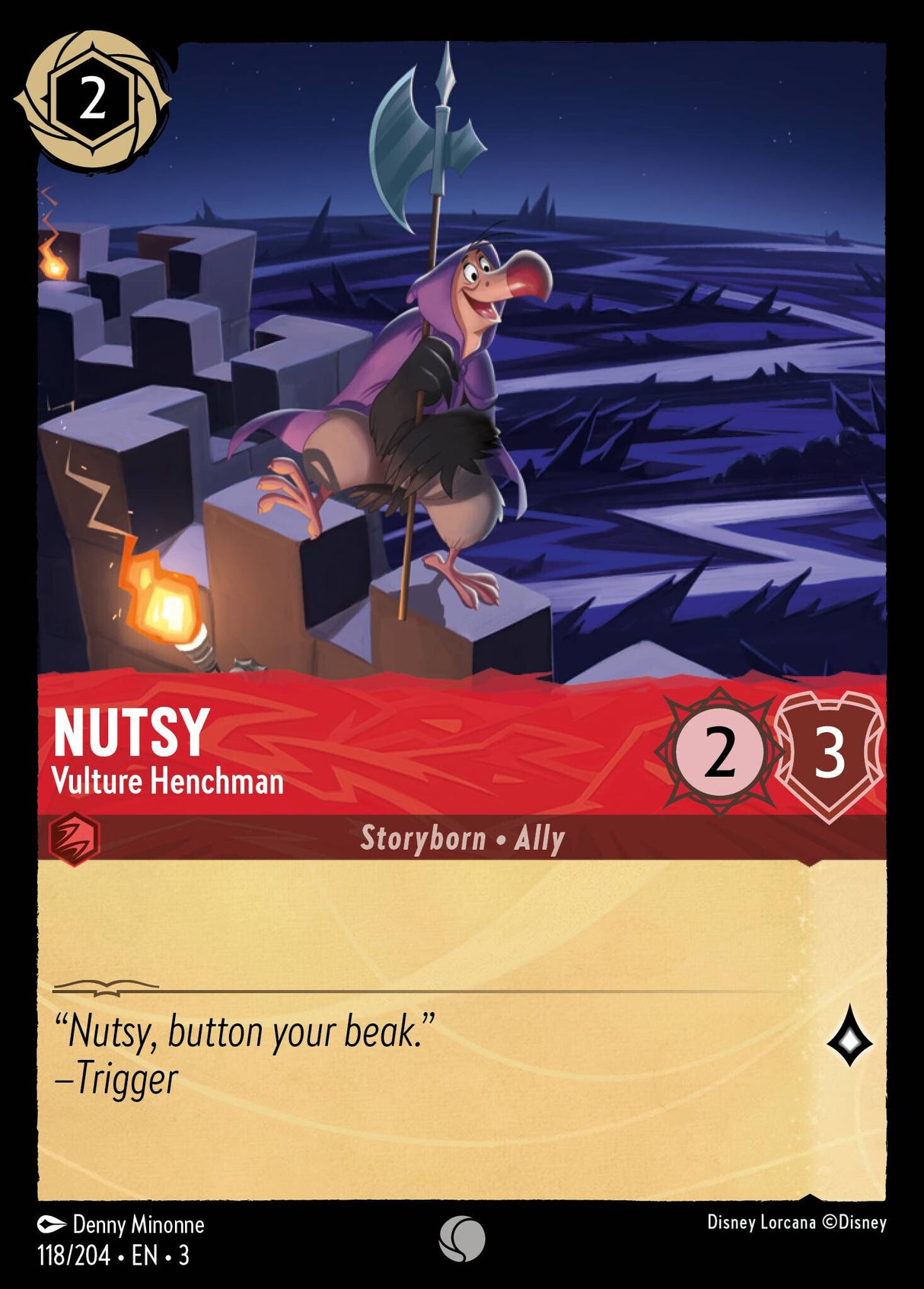 Disney Lorcana Into The Inklands 118/204 NUTSY Vulture Henchman