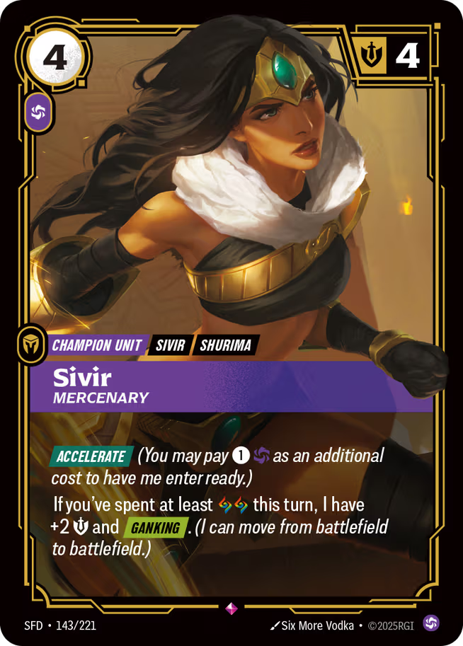 Riftbound: League of Legends TCG Spiritforged 143/221 Sivir, Mercenary