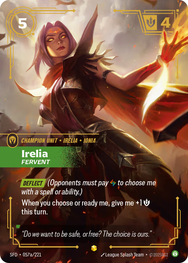 Riftbound: League of Legends TCG Spiritforged 057a/221 Irelia, Fervent Alternative Art