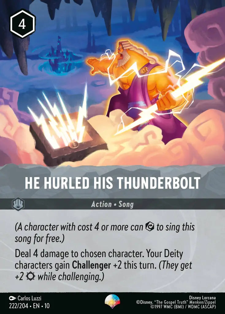 Disney Lorcana Whispers in the Well 222/204 He Hurled His Thunderbolt Epic