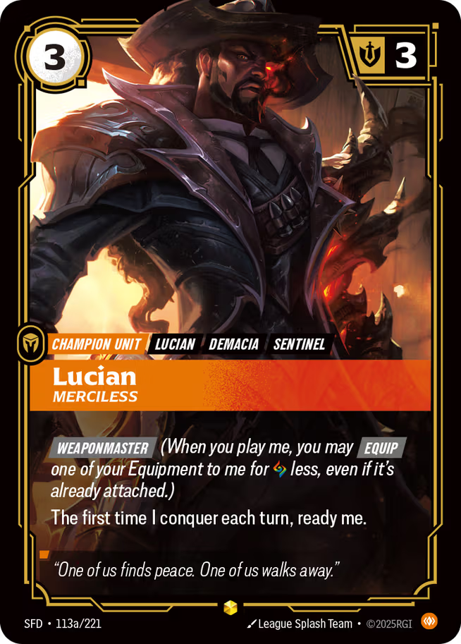 Riftbound: League of Legends TCG Spiritforged 113a/221 Lucian, Merciless Alternative Art