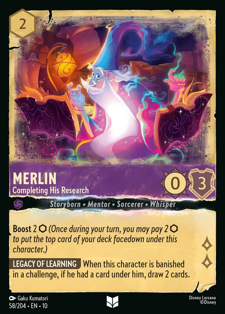 Disney Lorcana Whispers in the Well 058/204 Merlin - Completing His Research Foil