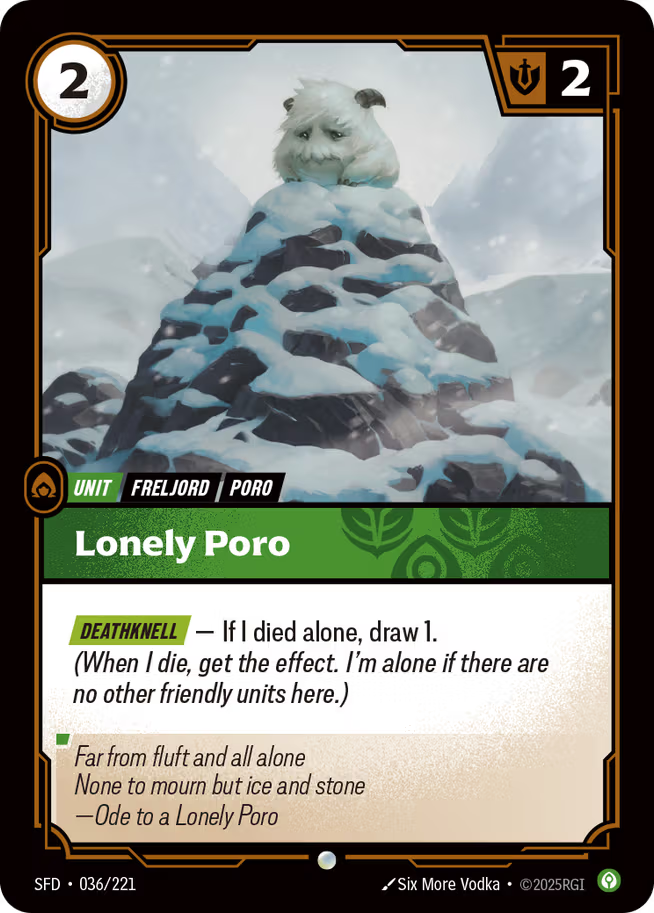 Riftbound: League of Legends TCG Spiritforged 036/221 Lonely Poro Foil