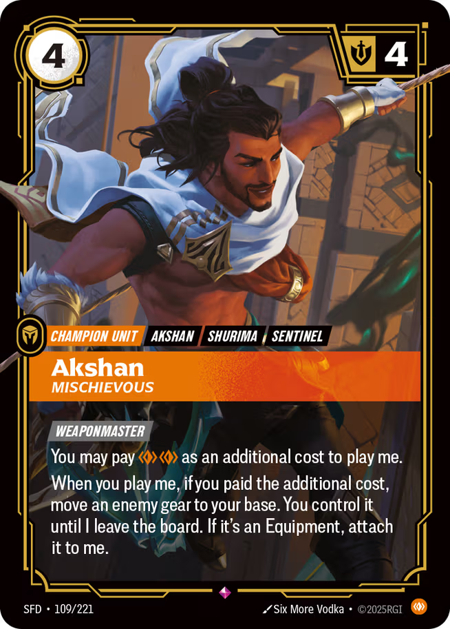 Riftbound: League of Legends TCG Spiritforged 109/221 Akshan, Mischievous