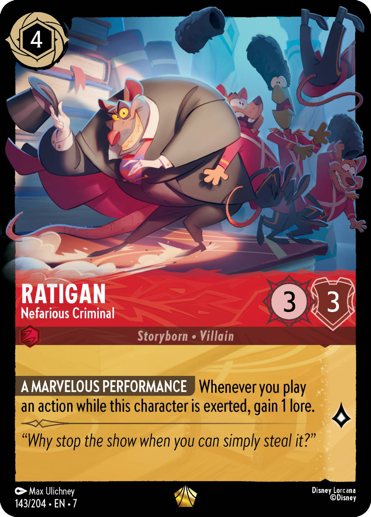Disney Lorcana Archazia's Island 143/204 Ratigan - Nefarious Criminal
