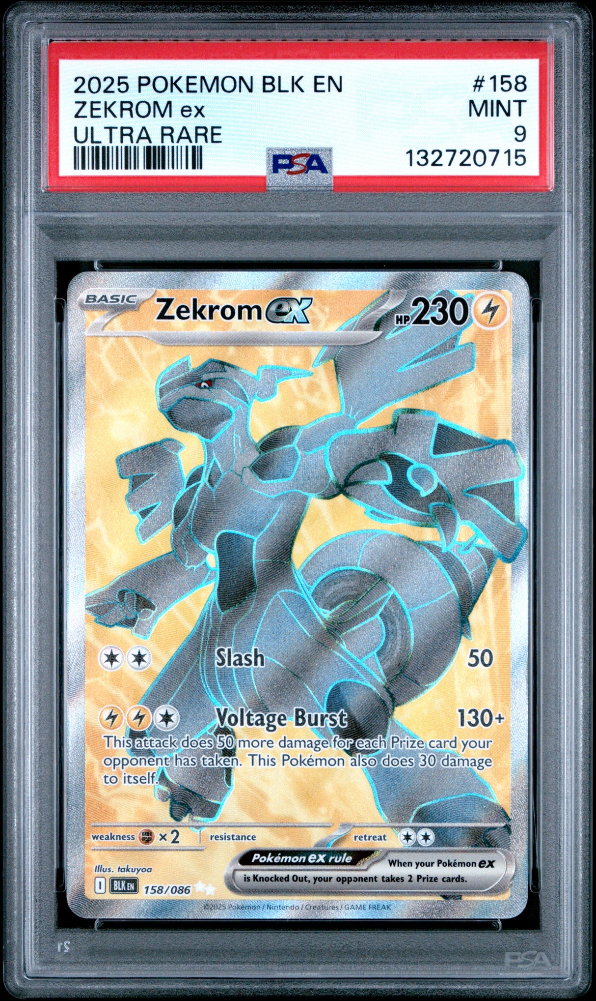 2025 POKEMON BLK EN-BLACK BOLT #158 ZEKROM ex ULTRA RARE PSA 9